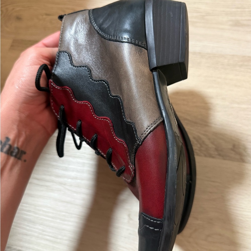 Remonte Patchwork Colorblock Leather Ankle Bootie… - image 7